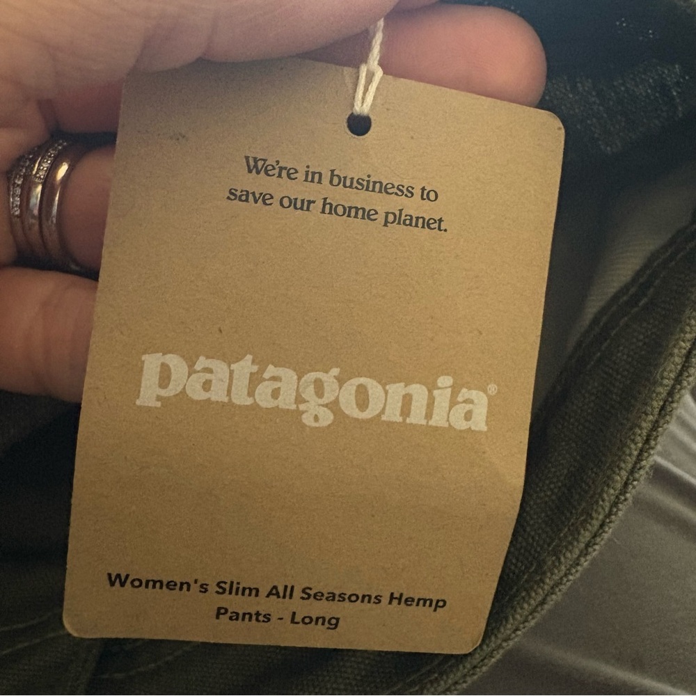 NWT Patagonia Worn Wear Slim All Seasons Hemp Pants Olive Green Size 10 Long - Picture 12 of 16